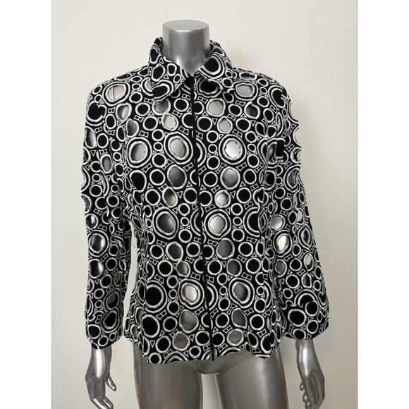 Samuel Dong Black Silver Geometric Cutout Jacket Womens Medium Art Wear - Picture 7 of 16